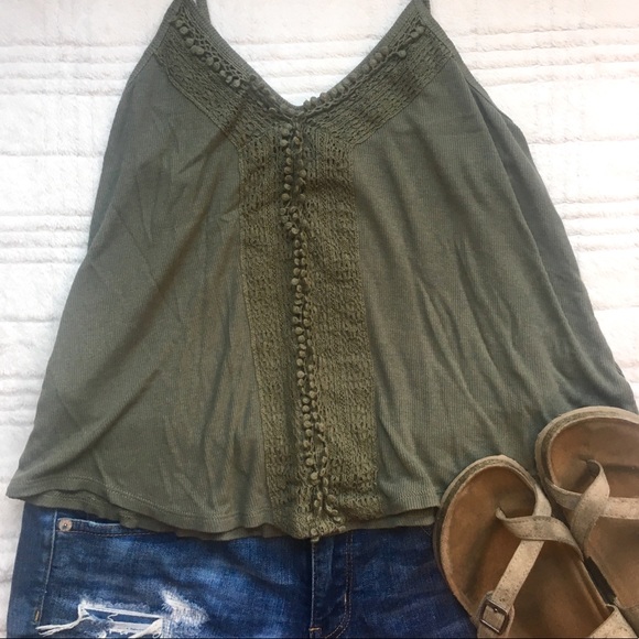 American Eagle Outfitters Tops - AE Olive Green Cropped Tank